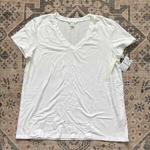 White V-Neck Women's Top
